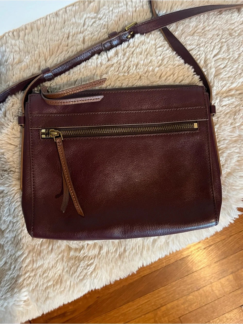 Fossil Burgundy Leather Crossbody Bag